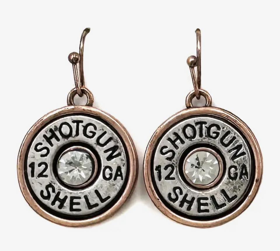 Classic Rhinestone Shotgun Shell Dangle Hook Earrings