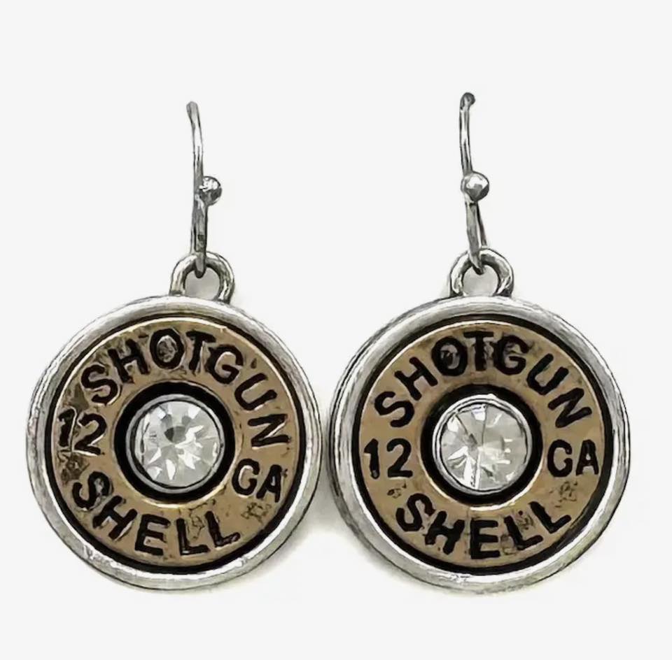 Classic Rhinestone Shotgun Shell Dangle Hook Earrings