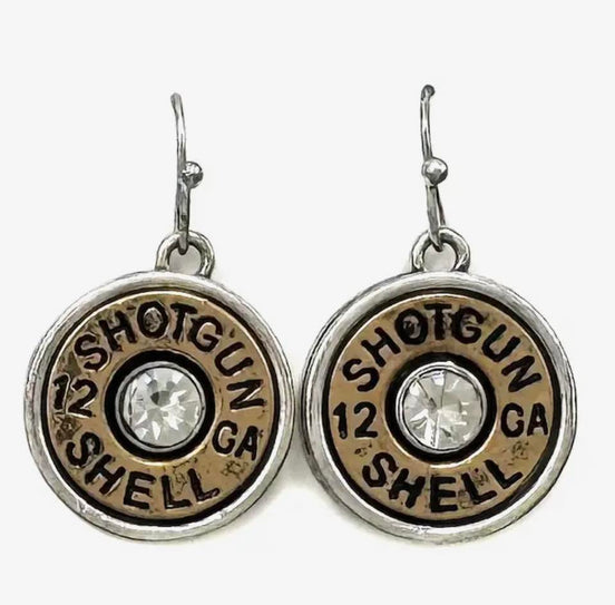 Classic Rhinestone Shotgun Shell Dangle Hook Earrings