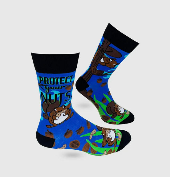 Protect Your Nuts Men's Novelty Crew Socks