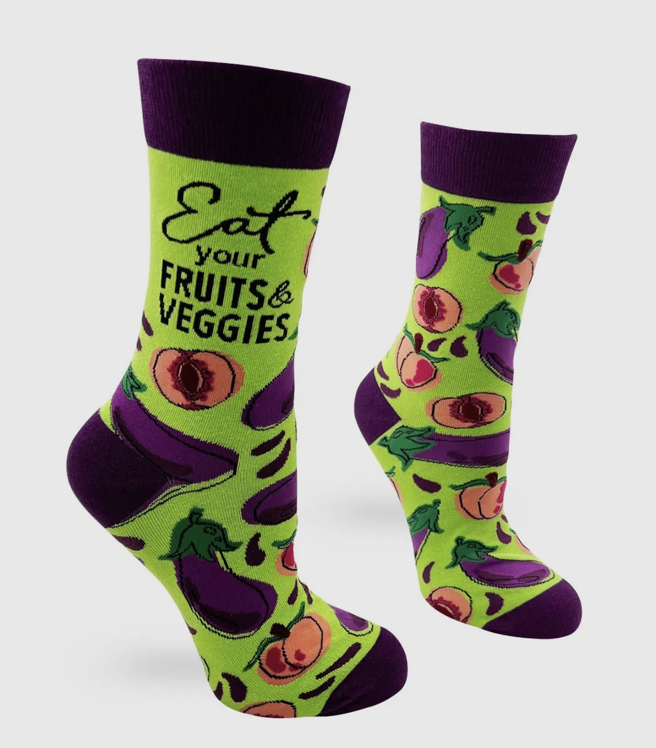 Eat Your Fruits and Veggies Funny Ladies' Novelty Crew Socks