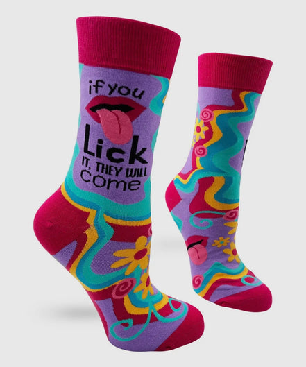 If You Lick It They Will Come Funny Women's Crew Socks