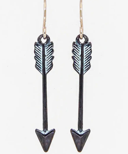 Antique Silver Arrow Metal Dangle Earrings