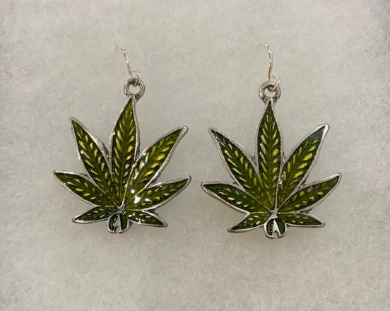 Marijuana Weed, Hemp Leaf Cannabis Leaf 420 Earrings