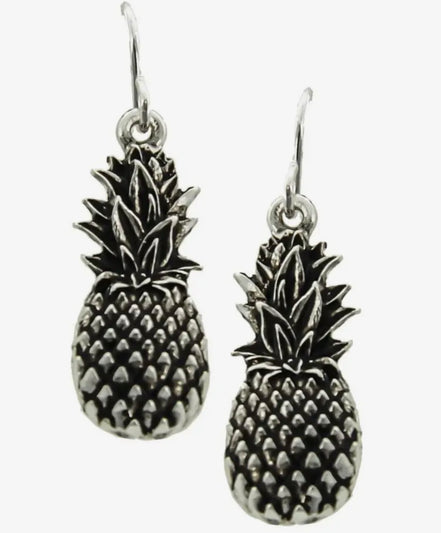 Antique Silver Pineapple Fruit Metal Earrings