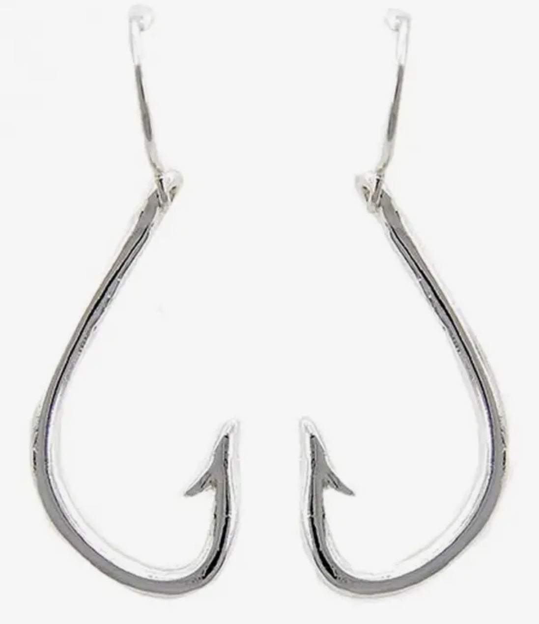 Silver 3D Barbed Hook, Fishing Hook Metal Earrings