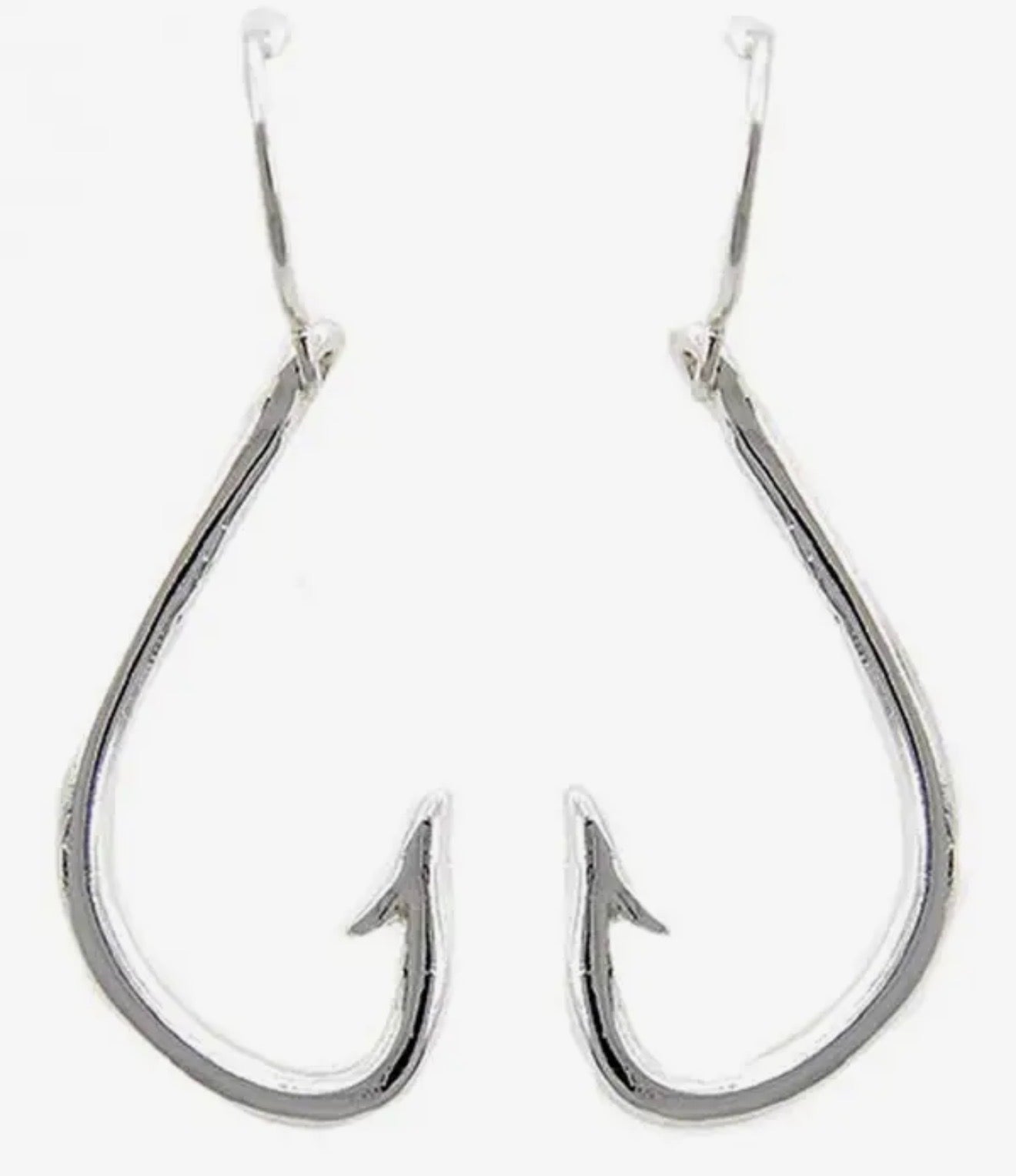 Silver 3D Barbed Hook, Fishing Hook Metal Earrings