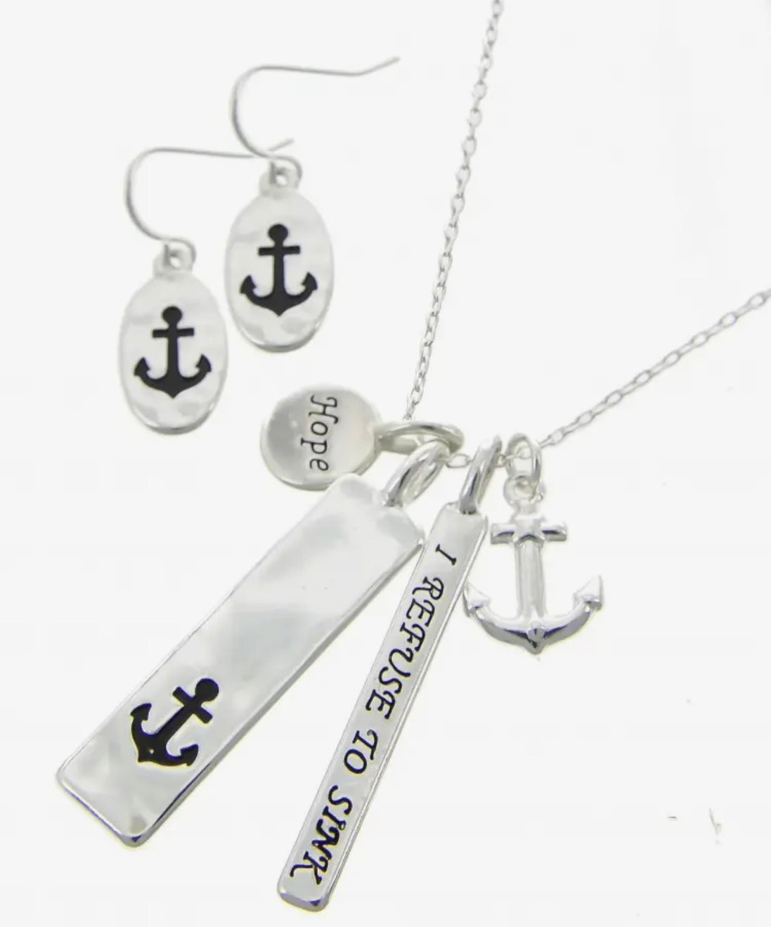 I Refuse To Sink_hope_anchor Charm Necklace Set
