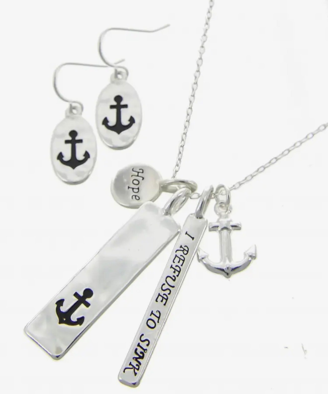I Refuse To Sink_hope_anchor Charm Necklace Set