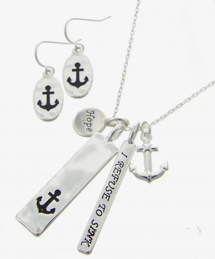 I Refuse To Sink_hope_anchor Charm Necklace Set