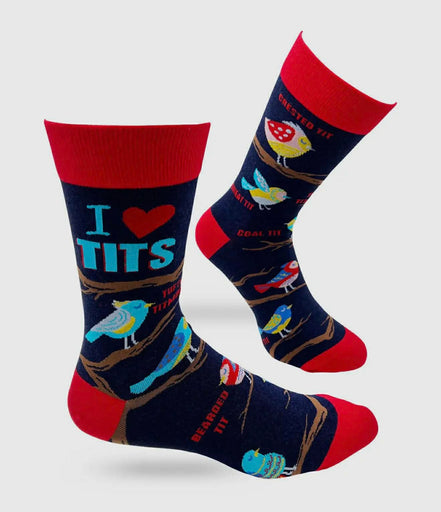 I Heart Tits Men's Novelty Crew Socks